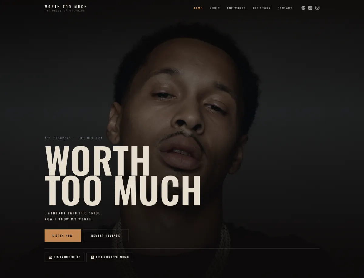 Music discovery website presented anonymously in the digital showcase.